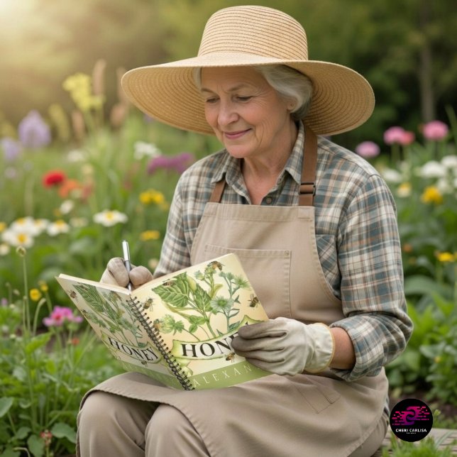 Caderno Espiral Vintage Honeybee Botanical Illustration (Thoughtfully designed for gardeners who love to document what they grow.)