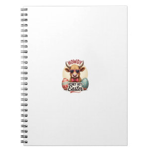 Caderno Espiral Vintage Howdy Honey Páscoa Vaca Highland Fofa Bunn