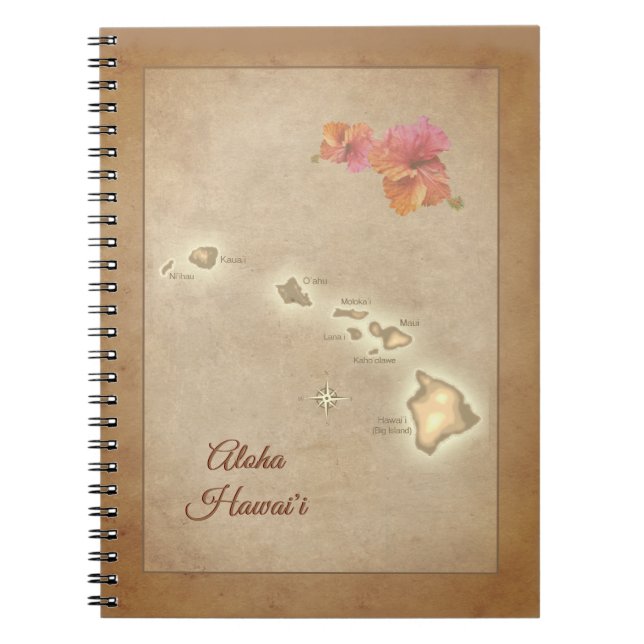 Caderno Espiral Vintage Ilhas Havaianas Aloha (Frente)