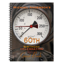 Caderno Espiral Vintage Manometer 60th Birthday Guest Book