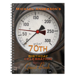 Caderno Espiral Vintage Manometer 70 Birthday Guest Book