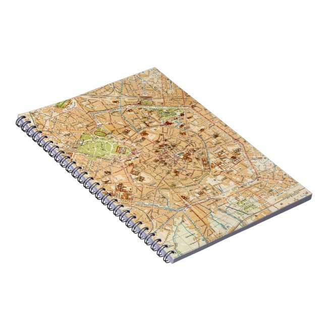 Caderno Espiral Vintage Map of Milan Italy (1914) (Lado Direito)