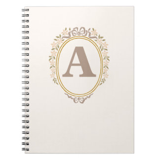 Caderno Espiral Vintage Monograma Frame Floral Coquette