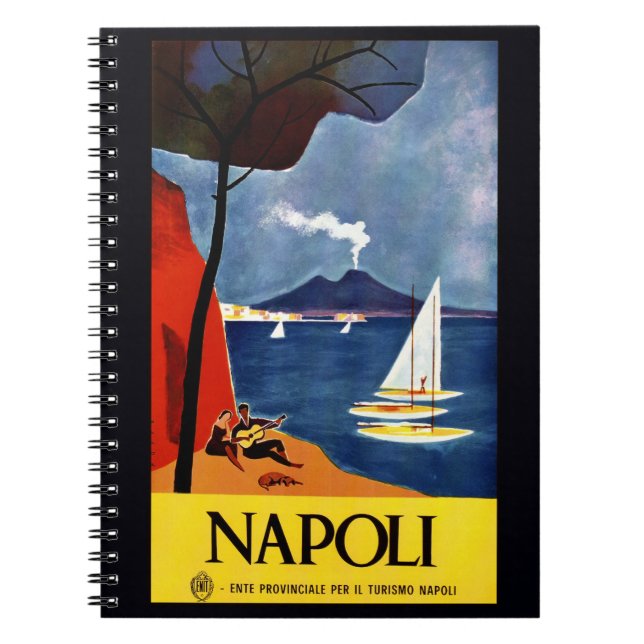 Caderno Espiral Vintage Napoli Nápoles notebook Itália (Frente)