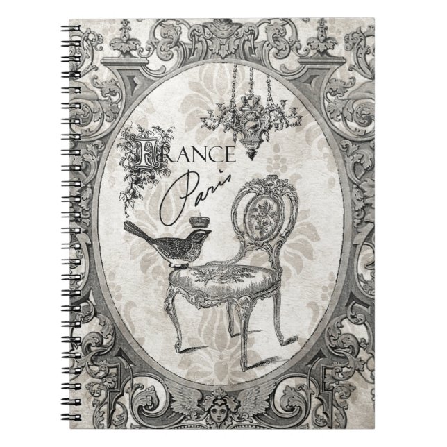 Caderno Espiral Vintage - Notebook de cadeira francesa (Frente)