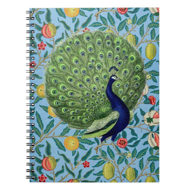 Caderno Espiral Vintage Open Fan Feather Peacock (Frente)