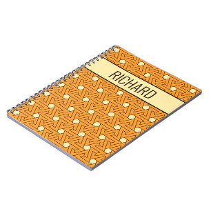 Caderno Espiral Vintage Orange Beige Triskelion — Padrão Egípcio