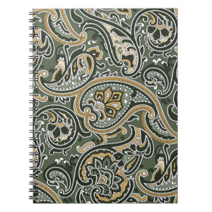Caderno Espiral vintage Paisley oriental étnico Pattern Seamless