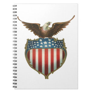Caderno Espiral Vintage Patriotismo, Águia Orgulhosa sobre Bandei