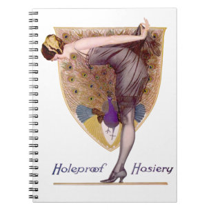 Caderno Espiral Vintage Peacock Woman Flapper Bonito