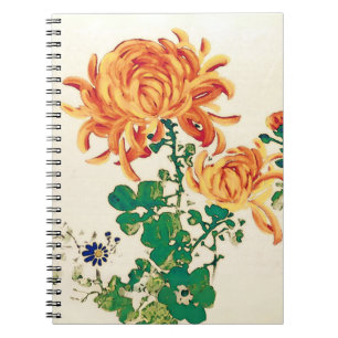 Caderno Espiral Vintage - Pintura Japonesa de Chrysanthemums