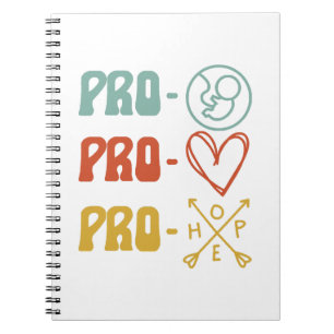 Caderno Espiral Vintage Pro-Life Pro-Love Pro-Hope