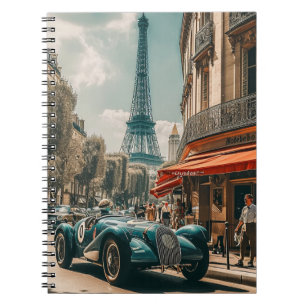 Caderno Espiral Vintage Racing Carro Paris