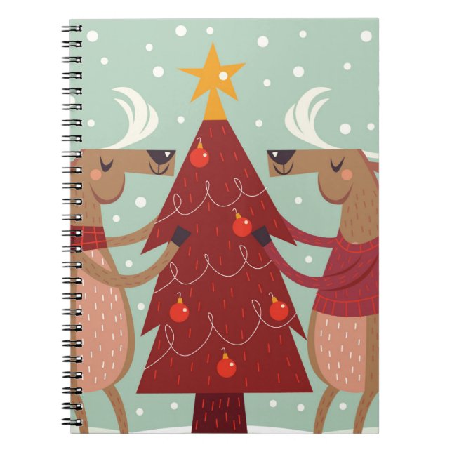 Caderno Espiral Vintage renas Natal (Frente)