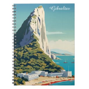 Caderno Espiral Vintage Rock of Gibraltar Viagem Art