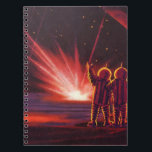 Caderno Espiral Vintage Science Fiction Alienígena Red Planet Expl<br><div class="desc">Imagem de Vintage,  ilustração futurista Science Fiction com astronautas alienígenas amigáveis acenando. Eles estão em um planeta ou lua vermelho com bolas de fogo explosivas que se parecem com fogos de artifício. Um clássico design de quadrinhos retrô 50 de ficção científica.</div>