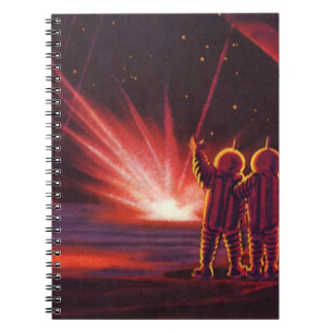 Caderno Espiral Vintage Science Fiction Alienígena Red Planet Expl