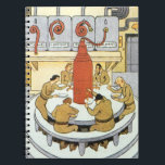 Caderno Espiral Vintage Science Fiction, Cientistas Labratórios Co<br><div class="desc">Ilustração Vintage Science Fiction futurística image laboratorial com um grupo de cosmonautas russos,  cientistas ou astronautas com intervalo jante. Eles estão comendo sua sopa de farinha líquida de grandes tubos. A sua comida inclui vitaminas,  hormonas e calorias! Design de ficção científica com retrô clássico de quadrinhos.</div>