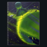 Caderno Espiral Vintage Science Fiction Green Planet w Spaceship<br><div class="desc">Ilustração vintage: planetas futuristas de ficção científica e imagem espacial. Uma espaçonave voando ao redor da atmosfera de um planeta verde neon com muitos asteroides e estrelas no céu no futuro. Um clássico design de quadrinhos retrô de ficção científica.</div>