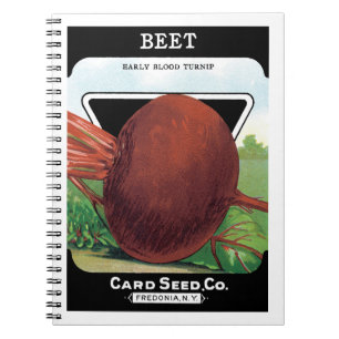 Caderno Espiral Vintage Seed Packet Label Art, Beet Vegetables