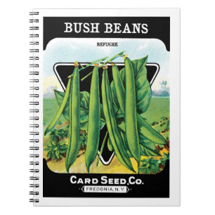 Caderno Espiral Vintage Seed Packet Label Art, Bush Bean Vegggies