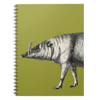 Caderno Espiral Vintage selvagem de Warthog do porco do varrão do