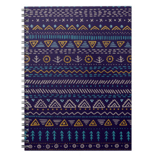 Caderno Espiral vintage sem descontinuidades com a etnia tribal ha