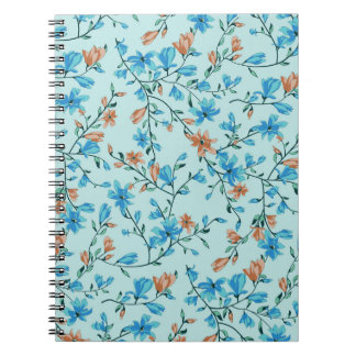 Caderno Espiral Vintage Simples: Padrão de Tecido Floral