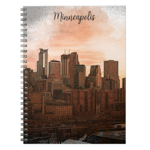 Caderno Espiral Vintage Skyline Minneapolis Minnesota