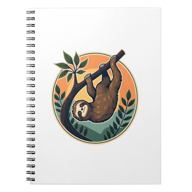 Caderno Espiral Vintage Sloth Vector Retro Wildlife Badge 2 (Frente)