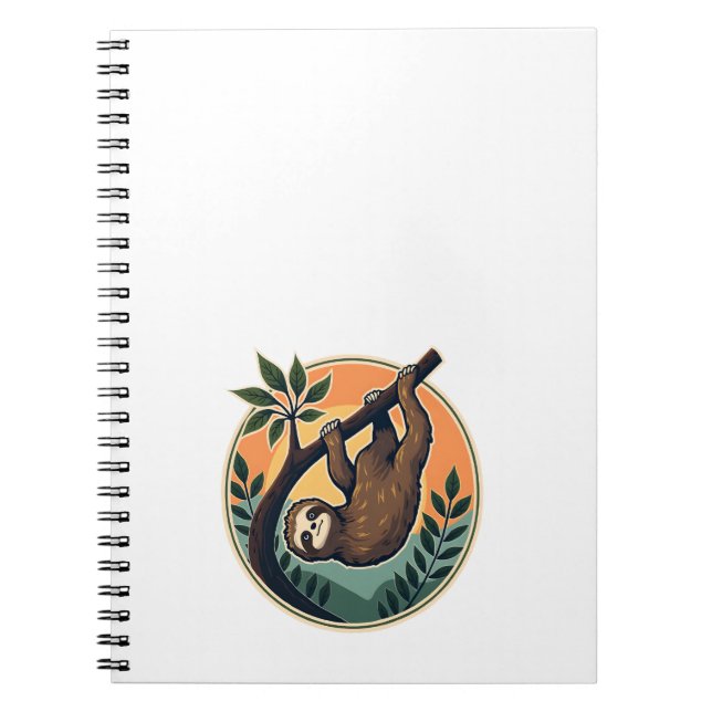Caderno Espiral Vintage Sloth Vector Retro Wildlife Badge 2 (Frente)