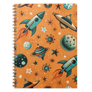 Caderno Espiral Vintage Spacecraft Rocket ships Pattern - Cosmos(1
