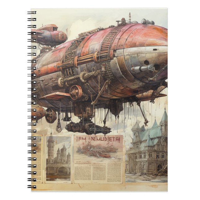 Caderno Espiral Vintage Steampunk Zeppelin (9) (Frente)