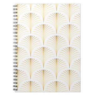 Caderno Espiral Vintage style elegant floral art deco repete fan p