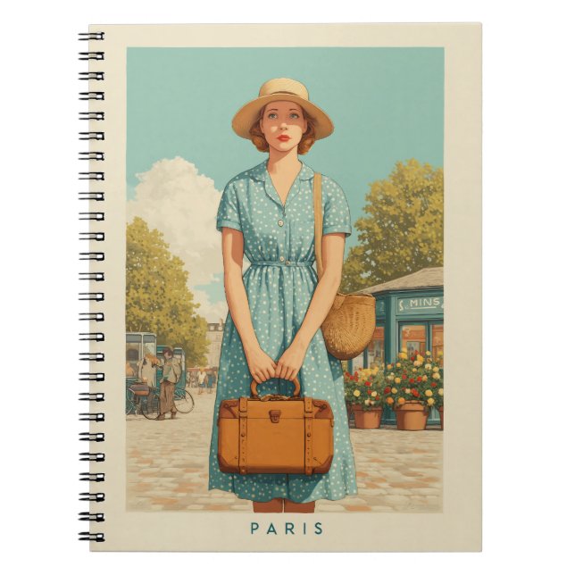 Caderno Espiral Vintage Summer Stroll em Paris (Frente)