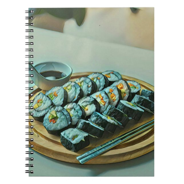 Caderno Espiral Vintage Sushi Trabalho de arte (Frente)