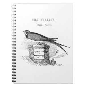 Caderno Espiral Vintage swallow bird