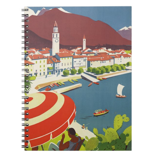 Caderno Espiral Vintage Switzerland Travel Advert Art (Frente)