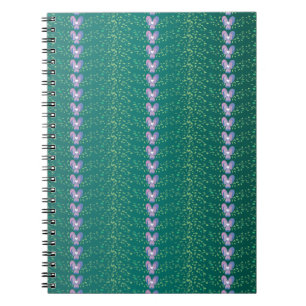 Caderno Espiral Vintage Teal Floral Violets Padrão de wallpaper