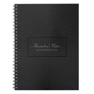 Caderno Espiral Vintage Textura em couro preto