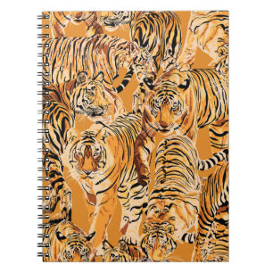 Caderno Espiral Vintage Tiger Safari Wildlife Patterno