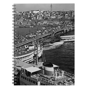Caderno Espiral Vintage Turkey Istambul Galata Port 1970