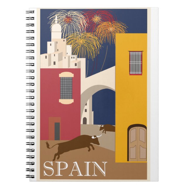 Caderno Espiral Vintage - Viagem - Poster - Espanha (Frente)