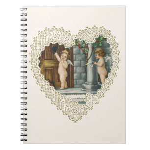 Caderno Espiral Vintage Victorian Dia de os namorados, Angel w Let