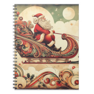 Caderno Espiral vintage/whimsical/papais noeis/Natal