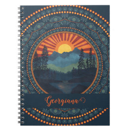 Caderno Espiral Vintage Wilderness Personalizado Dot Sunset Mandal