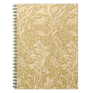 Caderno Espiral Vintage William Morris Arcadia Dourado Seamless