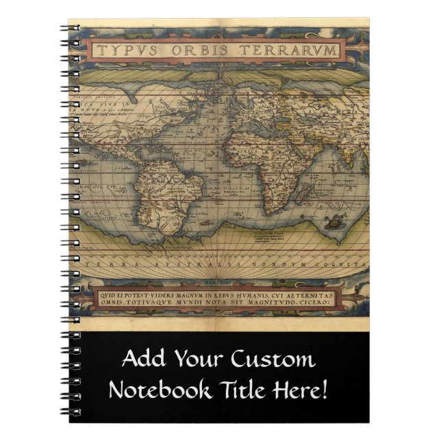 Caderno Espiral Vintage World Map Atlas Design histórico (Frente)