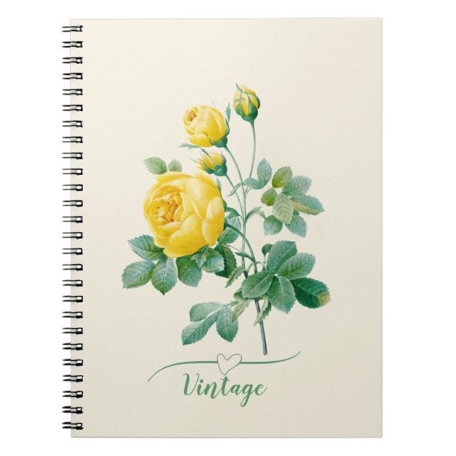 Caderno Espiral Vintage Yellow Rose Fine art (Frente)