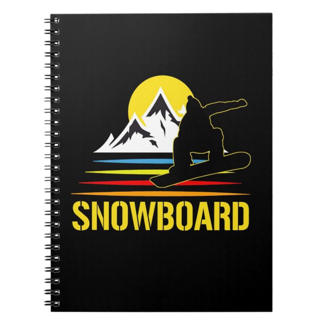 Caderno Espiral Vintagem de Retro Snowboard (Frente)